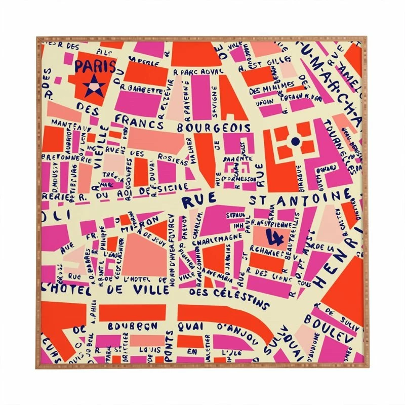 Deals ๐ Deny Designs 12" Holli Zollinger Paris Map Pink Wall Art ๐