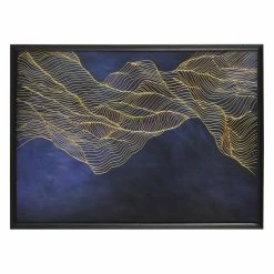 Best Pirce 🎁 Jennifer Taylor Home Abstract Waves Solid Wood Frame Wall Art 54" X 34" Blue Black Gold 😀