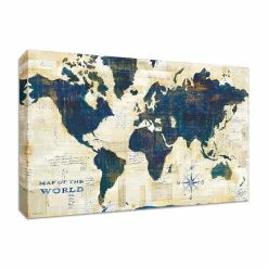 Wholesale ✔️ Tangletown Fine Art 30 X 20 World Map Collage By Sue Schlabach - Print On Canvas Fabric Multi-Color 😀
