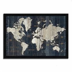 Discount 🧨 Tangletown Fine Art 33 X 23 Old World Map Blue By Wild Apple Portfolio Wood Framed Print Multi-Color ❤️