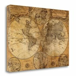 Outlet ❤️ Tangletown Fine Art 24" X 17" Vintage Map By Graphinc Studio - Print On Canvas Fabric Multi-Color 🥰