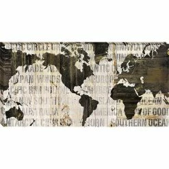 Buy ๐ Tangletown Fine Art 40" X 20" Crate World Map Neutral By Sue Schlabach- Print On Canvas/Fabric Blue โ๏ธ