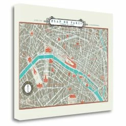 Best reviews of ❤️ Tangletown Fine Art 23"x18" Plan De Paris Map - Version II By Sue Schlabach CanvasFabric Multi-Color ❤️