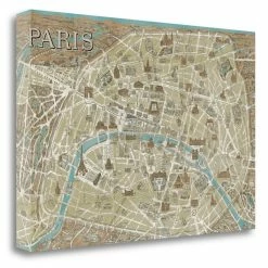 Buy ๐ Tangletown Fine Art Monuments Of Paris Map Blue By Wild Apple Portfolio - Multi-Color Canvas Fabric โจ