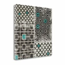 Deals 🥰 Tangletown Fine Art Geometric Patchwork Peacock Blue SquareII By PelaStudio-CanvasFabric Multi-Color 🤩