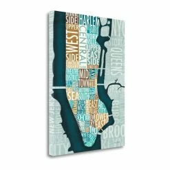 Best deal 😉 Tangletown Fine Art 17"x23" Manhattan Map Blue Brown By Michael Mullan- On Canvas Fabric Multi-Color 🔥