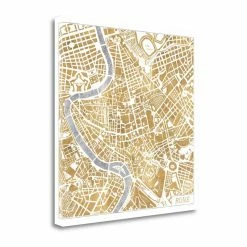 Best deal 😍 Tangletown Fine Art 18" X 18" Gilded Rome Map By Laura Marshall - Print On Canvas Fabric Multi-Color ⭐