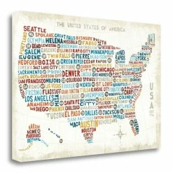 Best Pirce ✨ Tangletown Fine Art 24" X 16" Us City Map By Michael Mullan - Print On Canvas Fabric Multi-Color 👍