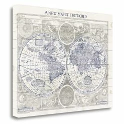 Top 10 👍 Tangletown Fine Art 24x18 A New Map Of The World By Sue Schlabach Print On Canvas Fabric Multi-Color ⌛