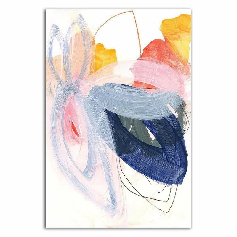 Budget ๐ Tangletown Fine Art 16" X 24" Abstract Painting XVII By Iris Lehnhardt - Print On Canvas Fabric Blue โญ - Image 3