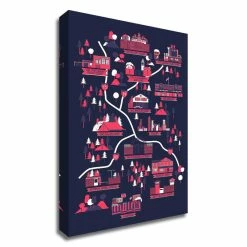 Best reviews of 👏 Tangletown Fine Art 20" X 35" The Walking Dead Map By Robert Farkas - Print On Canvas Fabric White ✨