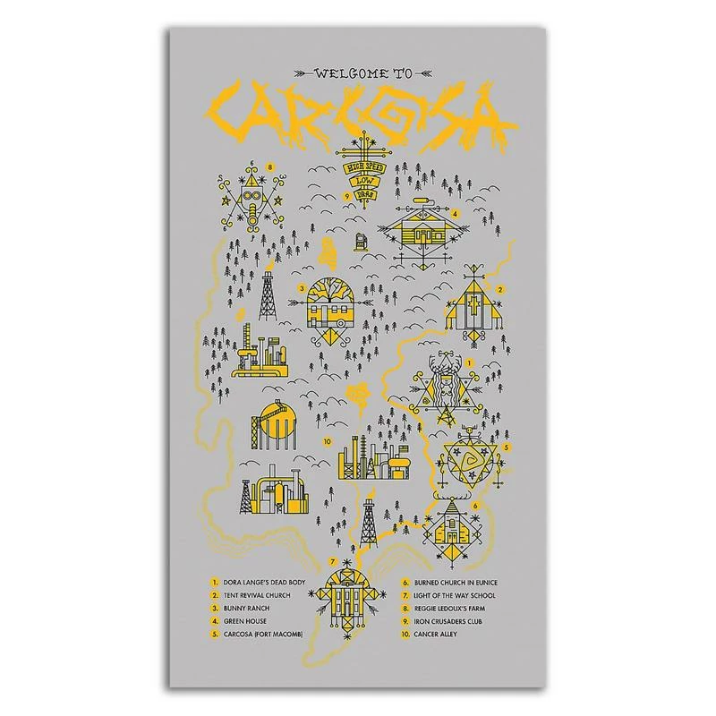 Deals โญ Tangletown Fine Art 12" X 21" True Detective Map By Robert Farkas - Print On Canvas Fabric White ๐ - Image 3