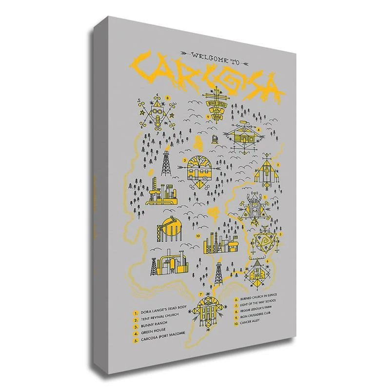 Deals โญ Tangletown Fine Art 12" X 21" True Detective Map By Robert Farkas - Print On Canvas Fabric White ๐