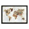 Hot Sale ✨ Tangletown Fine Art 39x27 Pattern World Map By Laura Marshall Wood Framed Print Wall Art Multi-Color 🔥