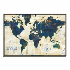 Best Sale 🎉 Tangletown Fine Art 32" X 22" World Map Collage By Sue Schlabach- Print On Canvas Fabric Multi-Color 🌟