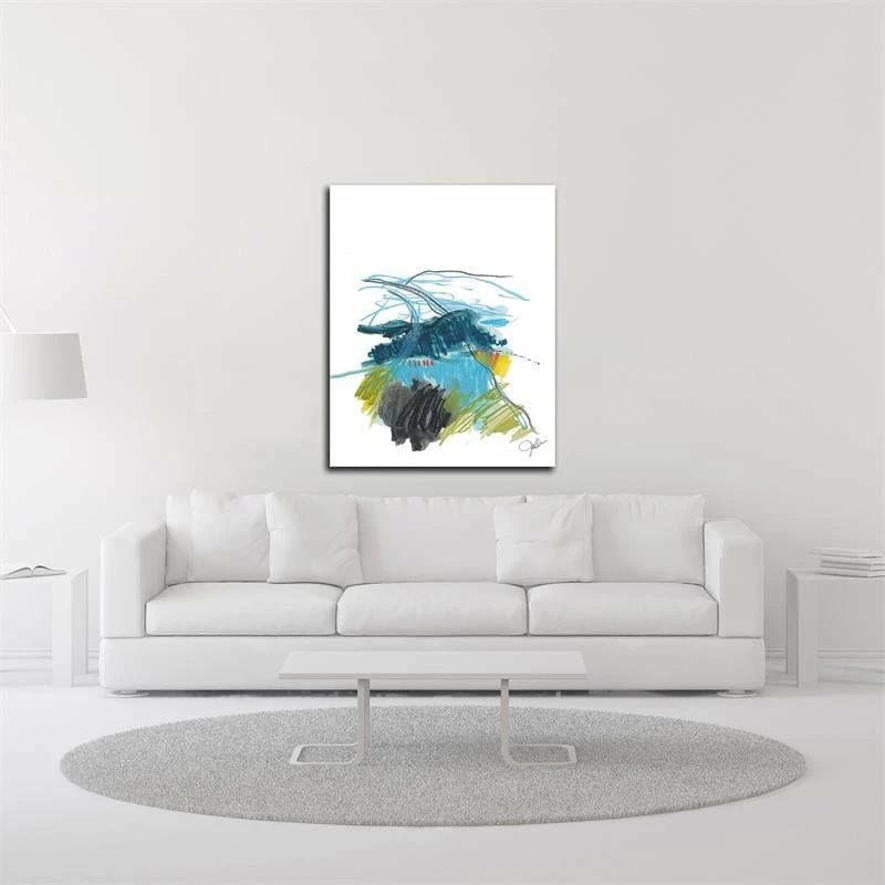 Discount ๐คฉ Tangletown Fine Art 14" X 18" Abstract Landscape No. 33 By Jan Weiss - Print On Canvas Fabric Blue ๐ - Image 2