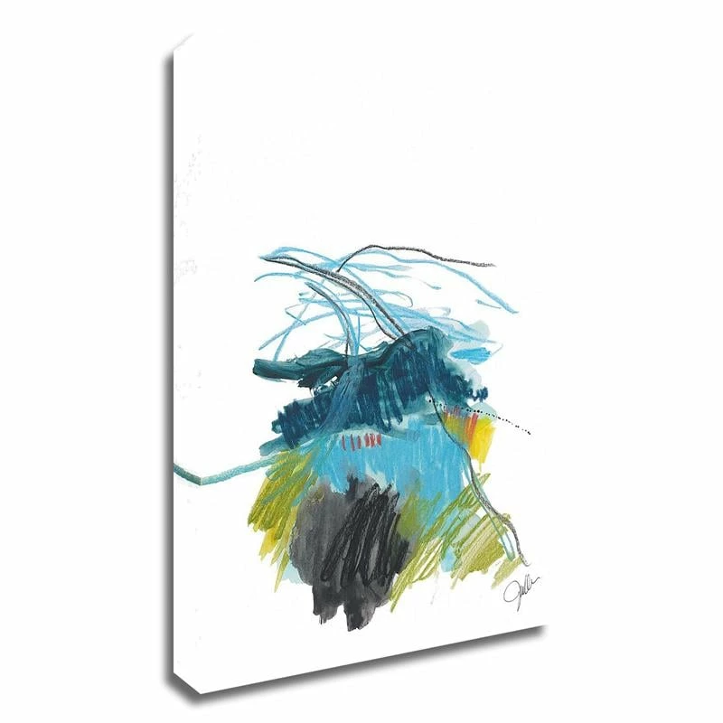 Discount ๐คฉ Tangletown Fine Art 14" X 18" Abstract Landscape No. 33 By Jan Weiss - Print On Canvas Fabric Blue ๐