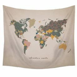 Best Pirce ⌛ Stratton Home Decor "Adventure Await" Map Wall Tapestry 🥰