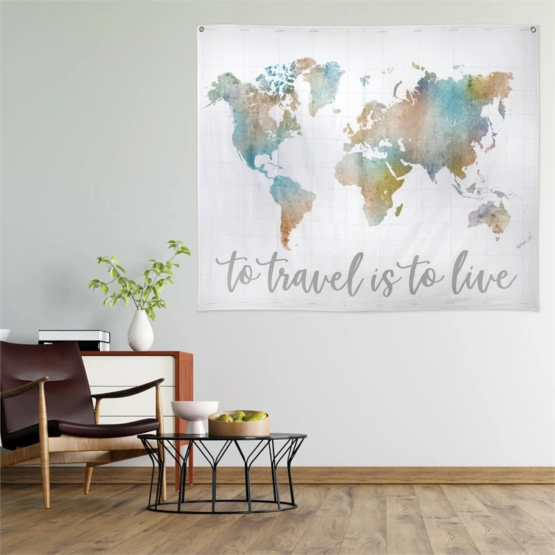 Hot Sale 🤩 Stratton Home Decor To Travel Is To Live Watercolor Map Wall Tapestry 🛒 - Image 3