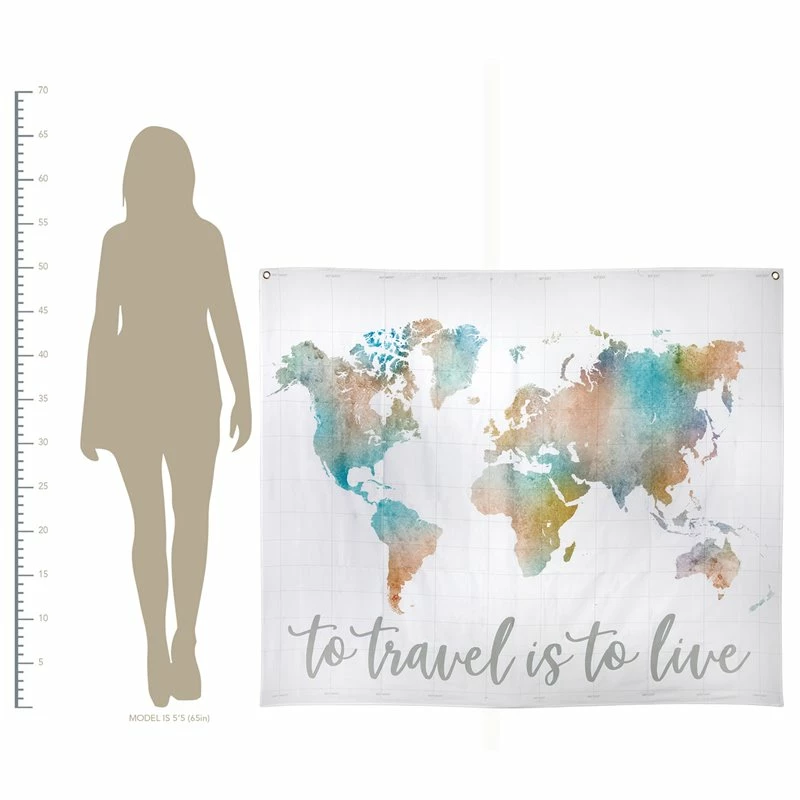 Hot Sale 🤩 Stratton Home Decor To Travel Is To Live Watercolor Map Wall Tapestry 🛒 - Image 5