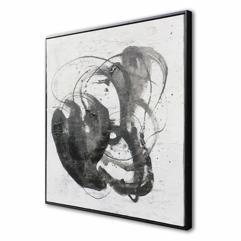 Best reviews of ⌛ Gild Design House Abyss II Black And White Abstract Hand Painted Framed Canvas 👏 - Image 2