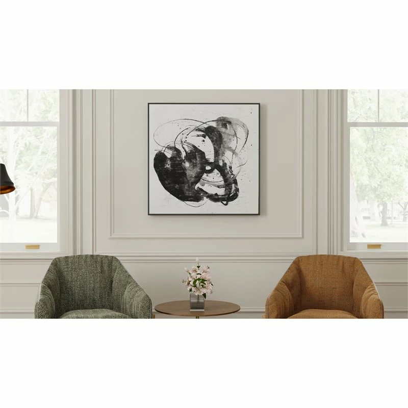 Best reviews of ⌛ Gild Design House Abyss II Black And White Abstract Hand Painted Framed Canvas 👏 - Image 3