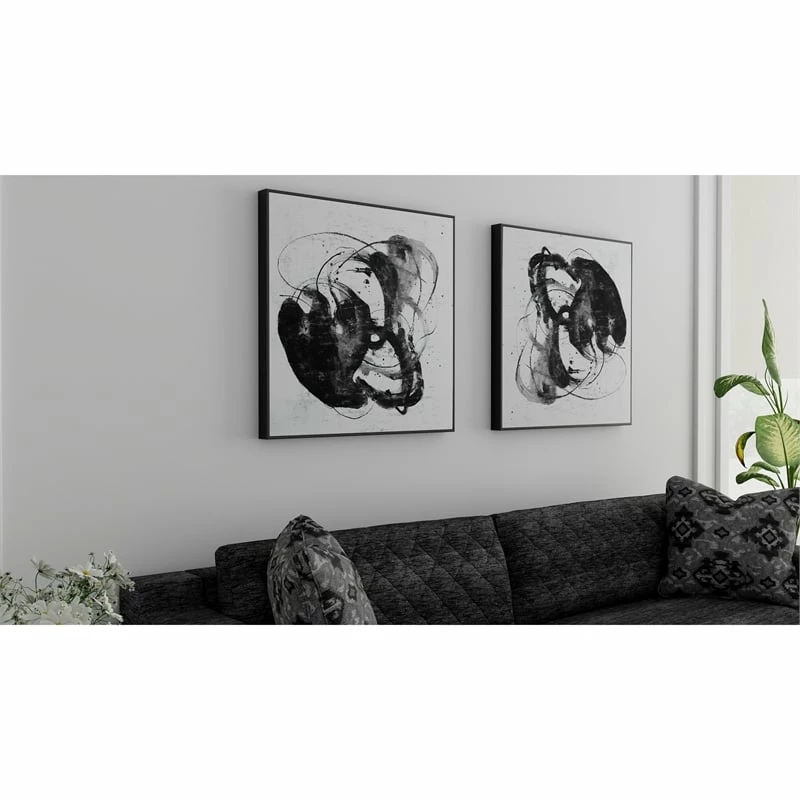Best reviews of ⌛ Gild Design House Abyss II Black And White Abstract Hand Painted Framed Canvas 👏 - Image 4