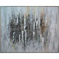 New 👏 Crestview Collection Hand Painted Abstract Cotton Canvas In Silver 👏