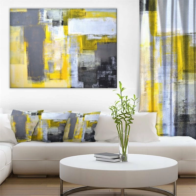 Deals ๐ฏ Designart 40" X 30" "Abstract Blur Pattern" Fabric Canvas Wall Art In Yellow ๐ - Image 3