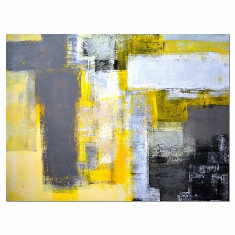 Deals ๐ฏ Designart 40" X 30" "Abstract Blur Pattern" Fabric Canvas Wall Art In Yellow ๐