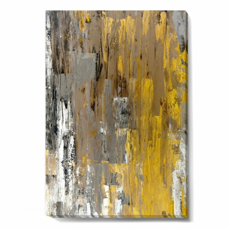 Wholesale ๐ Designart 30" X 40" "Abstract Painting" Fabric Canvas Wall Art In Yellow โ - Image 2