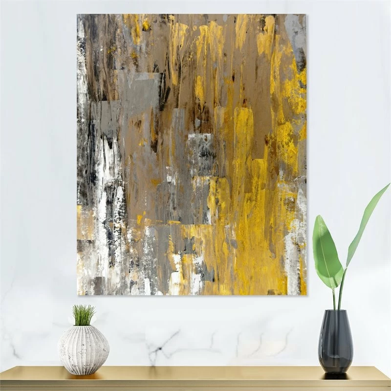 Wholesale ๐ Designart 30" X 40" "Abstract Painting" Fabric Canvas Wall Art In Yellow โ