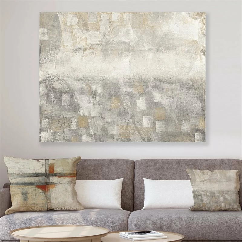 Discount โ Designart 46" X 36" "Abstract Watercolor" Fabric Canvas Wall Art In Gray ๐ - Image 2
