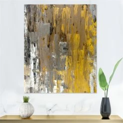 Brand new ๐ Designart 16" X 32" "Abstract Painting" Fabric Canvas Wall Art In Yellow ๐