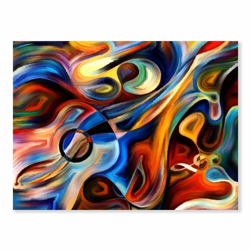 Best Sale ๐ Designart 46" X 36" "Abstract Music & Rhythm" Fabric Canvas Wall Art In Red โจ