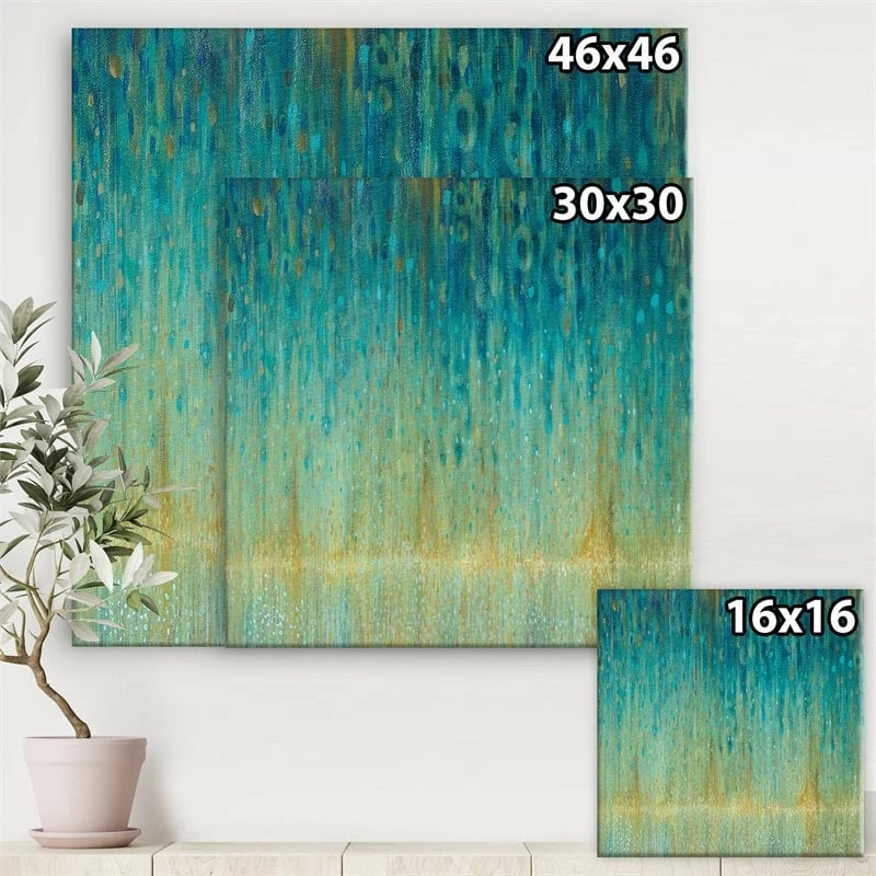 Brand new ๐ Designart 46" X 36" "Rain Abstract Panel" Fabric Canvas Wall Art In Blue ๐ - Image 3