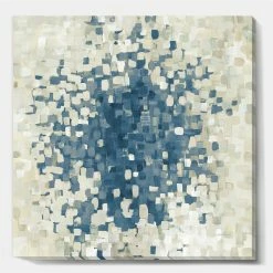 Deals ❤️ Designart 30" X 30" "Geometric Blue Spots" Fabric Canvas Wall Art In Blue 😀