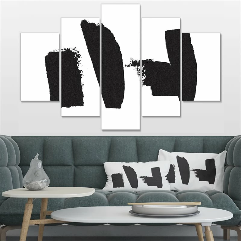 Flash Sale ๐คฉ Designart 60" X 32" "Geometric Company I" Fabric Canvas Wall Art In Black ๐ฅฐ