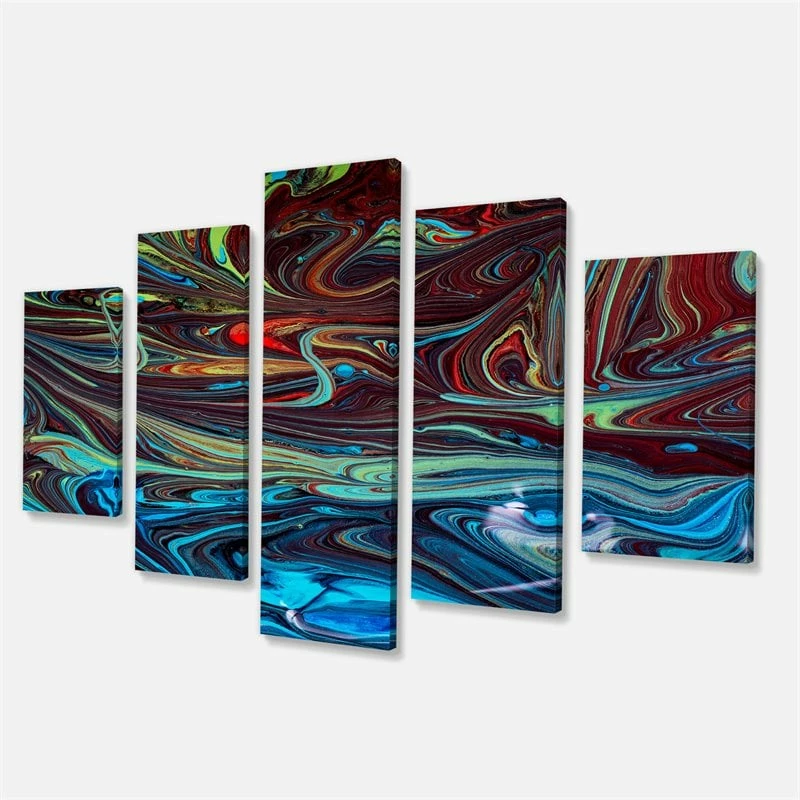Flash Sale ๐ Designart 60" X 32" "Abstract Acrylic Mix" Fabric Canvas Wall Art In Blue โญ - Image 2