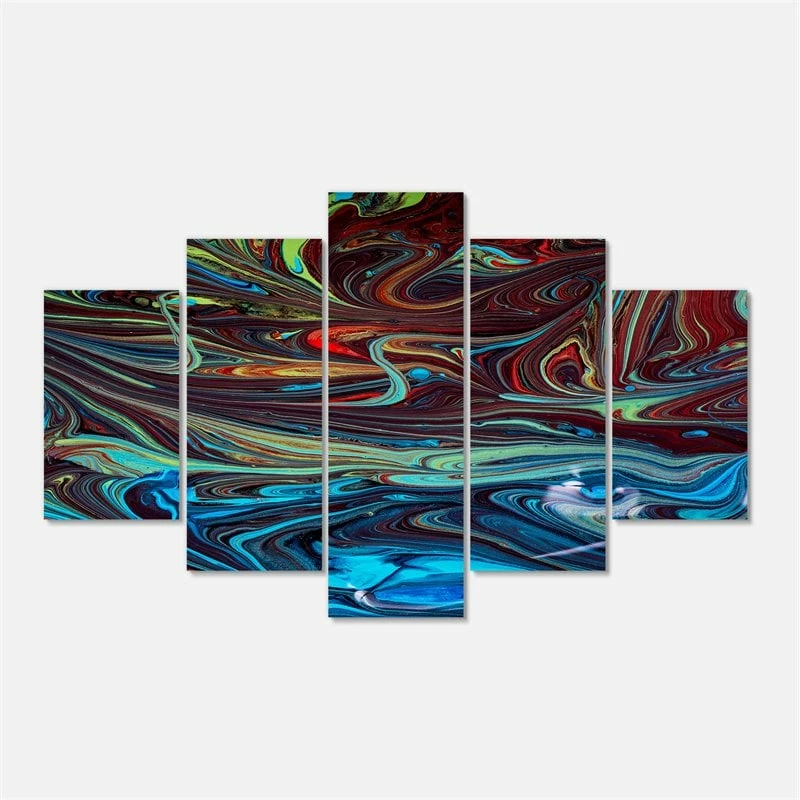 Flash Sale ๐ Designart 60" X 32" "Abstract Acrylic Mix" Fabric Canvas Wall Art In Blue โญ