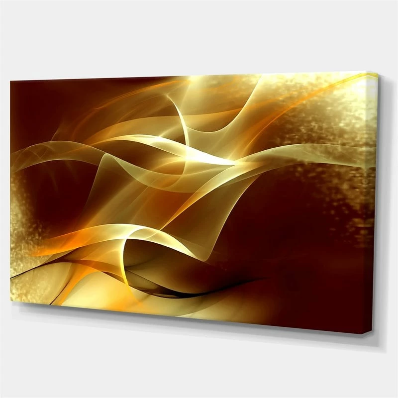 Brand new ๐ Designart 32" X 16" "Abstract Fractal Design" Fabric Canvas Wall Art In Yellow ๐งจ - Image 2