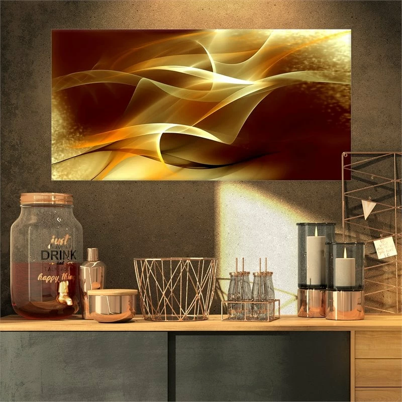 Brand new ๐ Designart 32" X 16" "Abstract Fractal Design" Fabric Canvas Wall Art In Yellow ๐งจ - Image 3