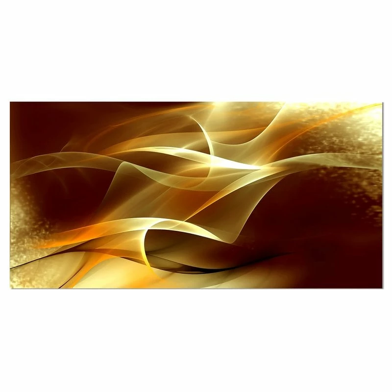 Brand new ๐ Designart 32" X 16" "Abstract Fractal Design" Fabric Canvas Wall Art In Yellow ๐งจ