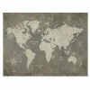 Best Pirce 💯 Designart 32" X 16" "Slate World Map" Fabric Canvas Wall Art In Gray 🤩
