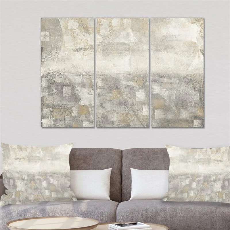 New 🤩 Designart 36" X 28" "Abstract Watercolor" Fabric Canvas Wall Art In Gray ⌛ - Image 2