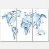 Cheapest ⭐ Designart 36" X 28" "World Map Water Splash" Fabric Canvas Wall Art In Blue 🎁