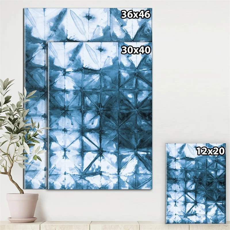 Flash Sale ๐งจ Designart 24" X 32" "Indigo Geometrical III" Fabric Canvas Wall Art In Blue โ๏ธ - Image 3