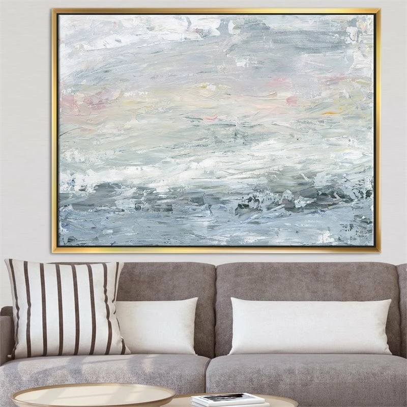 Best reviews of 😍 Designart 32" X 16" "Handpainted Abstract II" Fabric Canvas Wall Art In Gray ✨ - Image 2