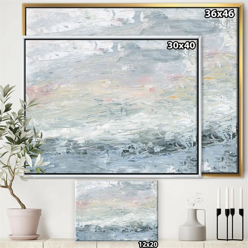 Best reviews of 😍 Designart 32" X 16" "Handpainted Abstract II" Fabric Canvas Wall Art In Gray ✨ - Image 3