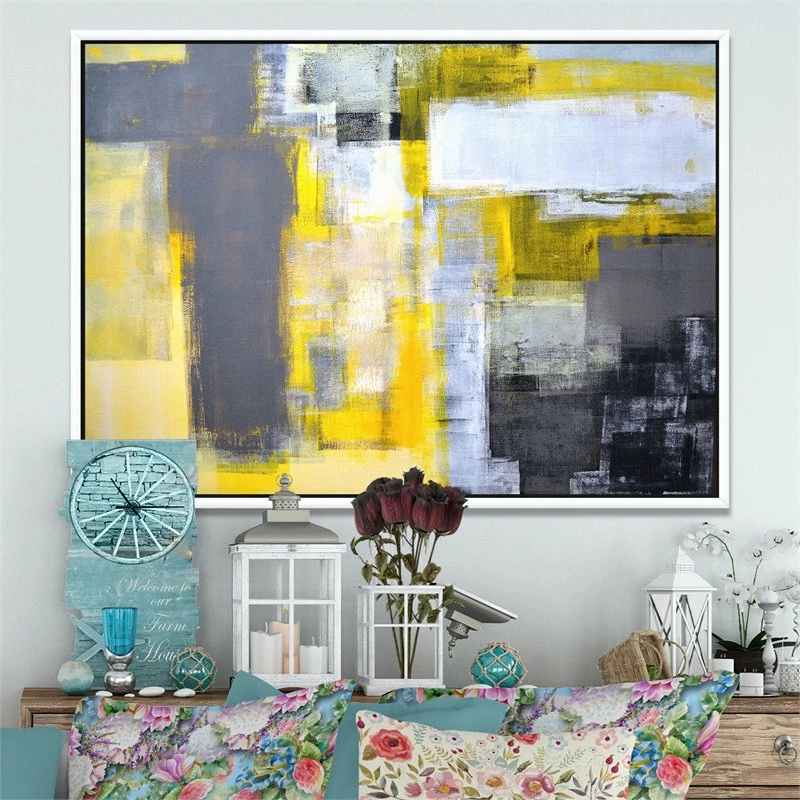 Promo ๐ Designart 40" X 30" "Abstract Blur Pattern" Fabric Canvas Wall Art In Yellow ๐ - Image 2